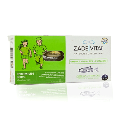 Zade Vital Omega 3 Balık Yağı 500 mg Çocuklar için 30 Kapsül